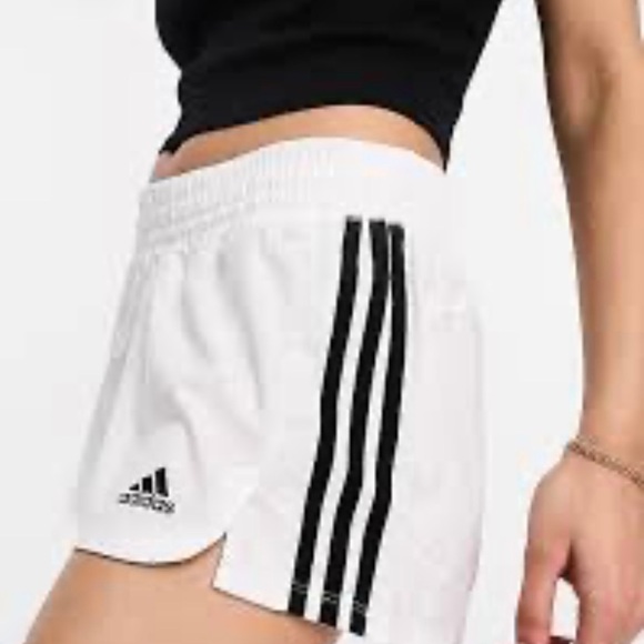 adidas Women's Aeroready Shorts Size Small White with Black Stripes - Picture 9 of 10